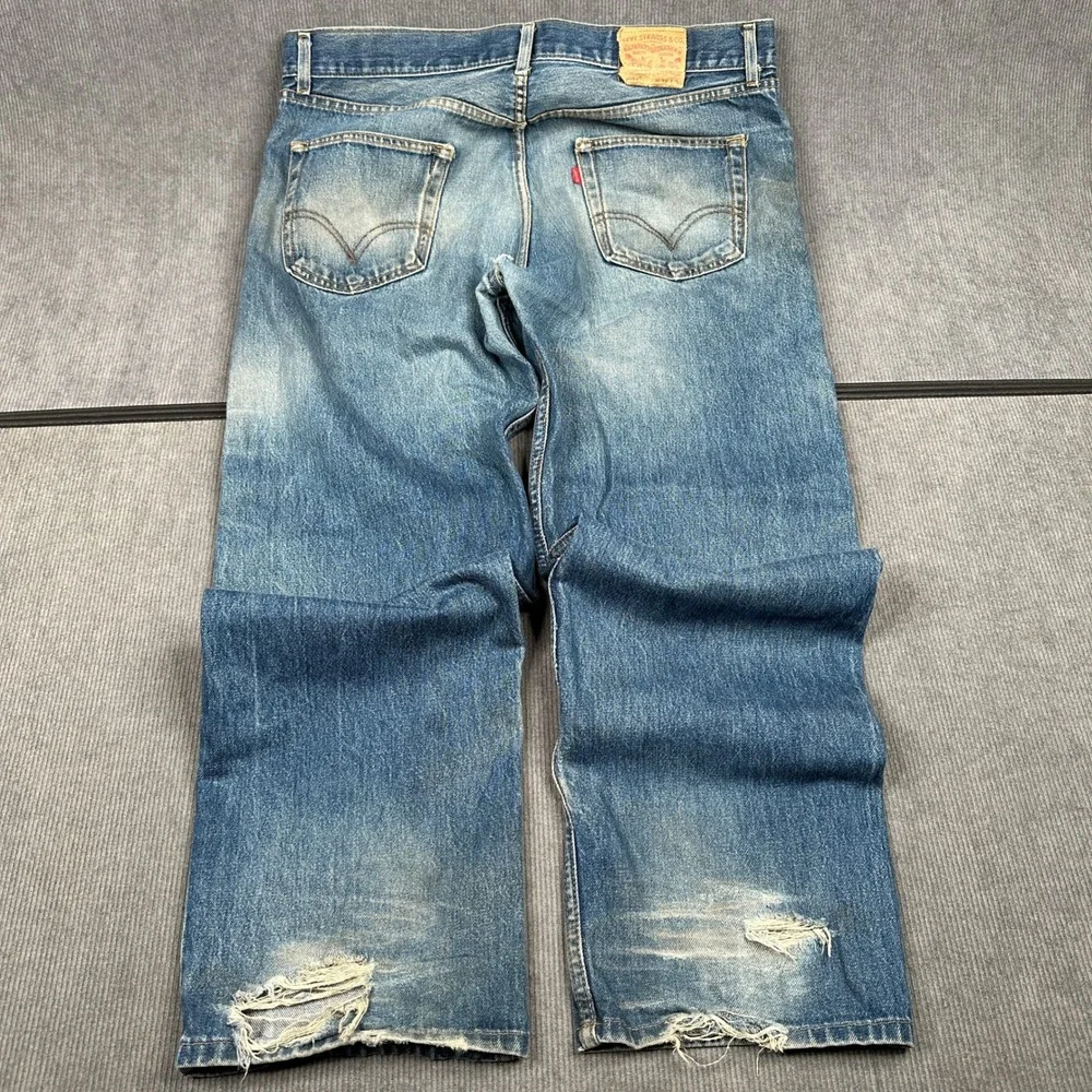 Levis 501 Original Fit Jeans Mens 38x30 Medium Wash Straight Leg Denim Blue